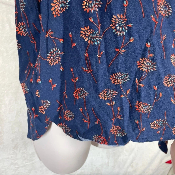 Universal Thread Sz M Floral surplice Tie Waist Boho Peasant Blouse top rayon - Picture 4 of 10